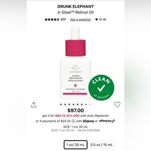 Drunk Elephant A-Gloei Maretinol Oil